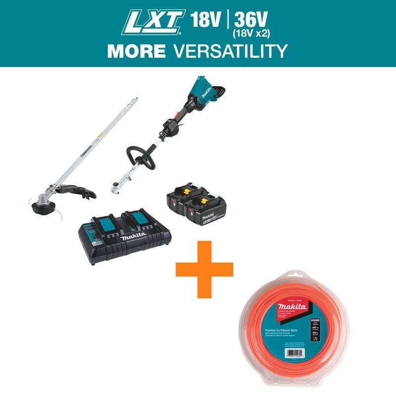 Makita LXT 18V X2 (36V) Brushless Couple Shaft Power Head Kit with Trimmer Attachment with Round Trimmer Line - XUX01M5PTT03408