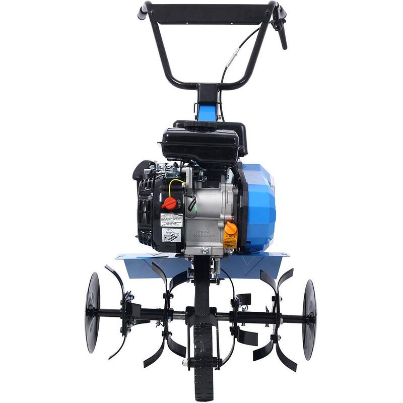 Misopily 2-in-1 4-Cycle 78.5 CC Tiller and Cultivator with Handle, 18 in. Till Width, EPA Compliant, Blue - SA11-328B079