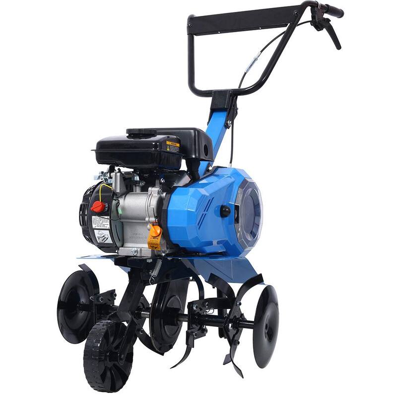 Misopily 2-in-1 4-Cycle 78.5 CC Tiller and Cultivator with Handle, 18 in. Till Width, EPA Compliant, Blue - SA11-328B079