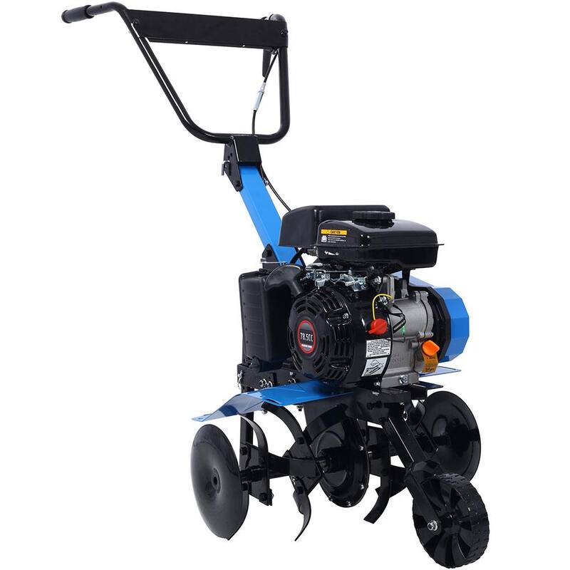 Misopily 2-in-1 4-Cycle 78.5 CC Tiller and Cultivator with Handle, 18 in. Till Width, EPA Compliant, Blue - SA11-328B079
