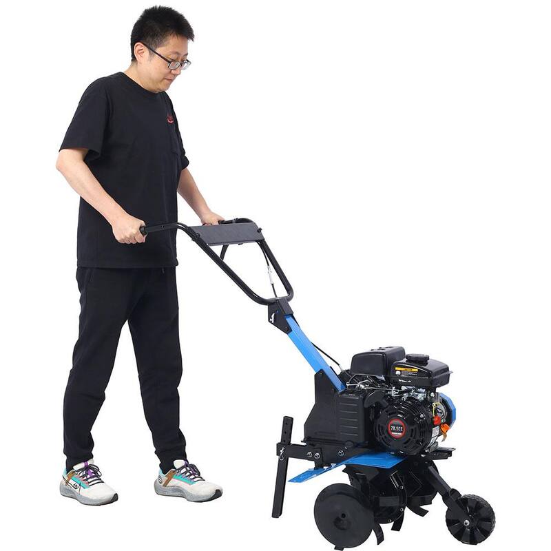 Misopily 2-in-1 4-Cycle 78.5 CC Tiller and Cultivator with Handle, 18 in. Till Width, EPA Compliant, Blue - SA11-328B079