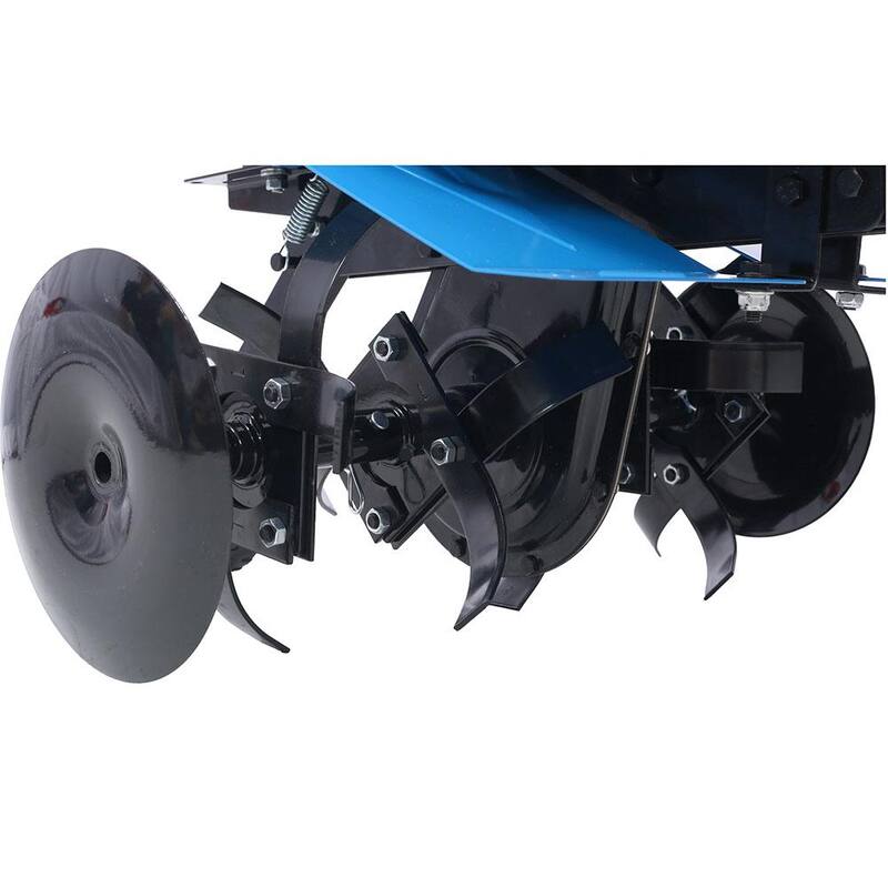 Misopily 2-in-1 4-Cycle 78.5 CC Tiller and Cultivator with Handle, 18 in. Till Width, EPA Compliant, Blue - SA11-328B079