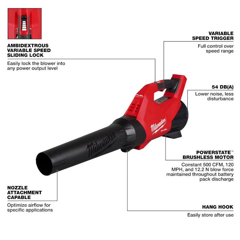 Milwaukee M18 FUEL 120 MPH 500 CFM 18V Lithium-Ion Brushless Cordless Handheld Blower (SOLO-HERRAMIENTA) - 3017-20