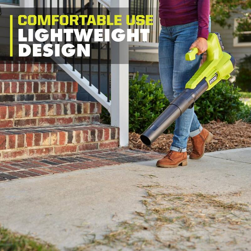 RYOBI ONE+ 18V 90 MPH 250 CFM Cordless Battery Leaf Blower/Sweeper with 2.0 Ah Battery and Charger - P21011K