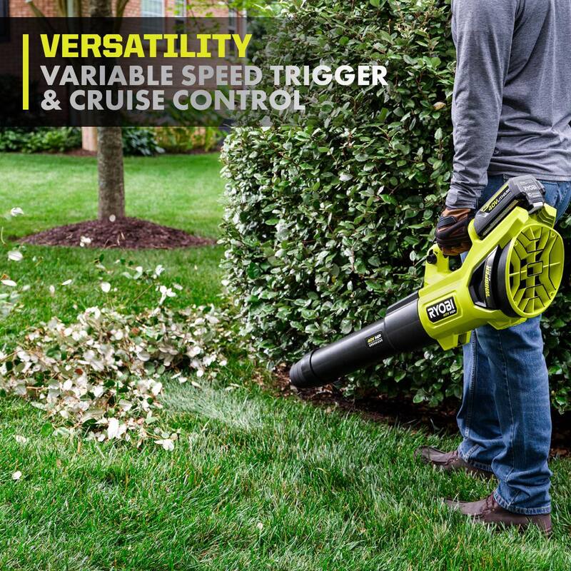 RYOBI 40V HP Brushless Whisper Series 190 MPH 730 CFM Cordless Battery Jet Fan Leaf Blower with (2) 4.0 Ah Batteries & Charger - RY404100