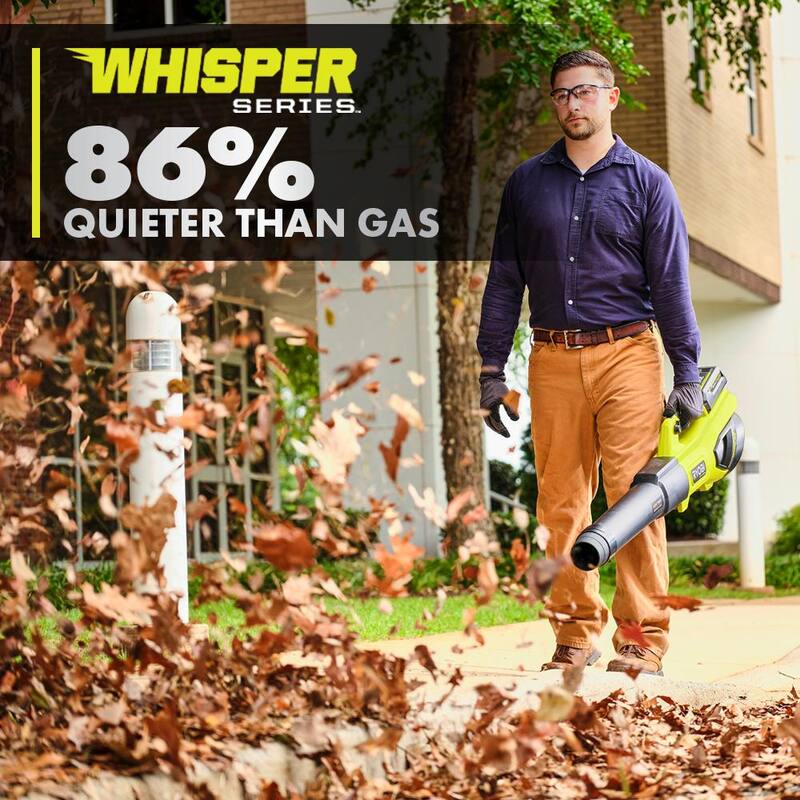 RYOBI 40V HP Brushless Whisper Series 190 MPH 730 CFM Cordless Battery Jet Fan Leaf Blower with (2) 4.0 Ah Batteries & Charger - RY404100
