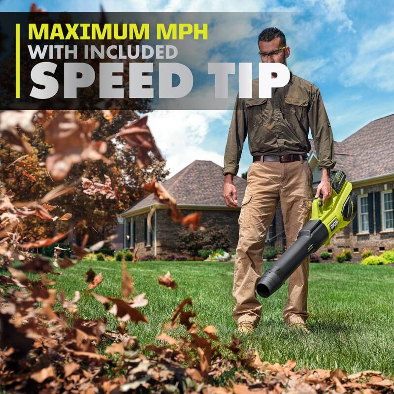 RYOBI 40V HP Brushless Whisper Series 190 MPH 730 CFM Cordless Battery Jet Fan Leaf Blower with (2) 4.0 Ah Batteries & Charger - RY404100