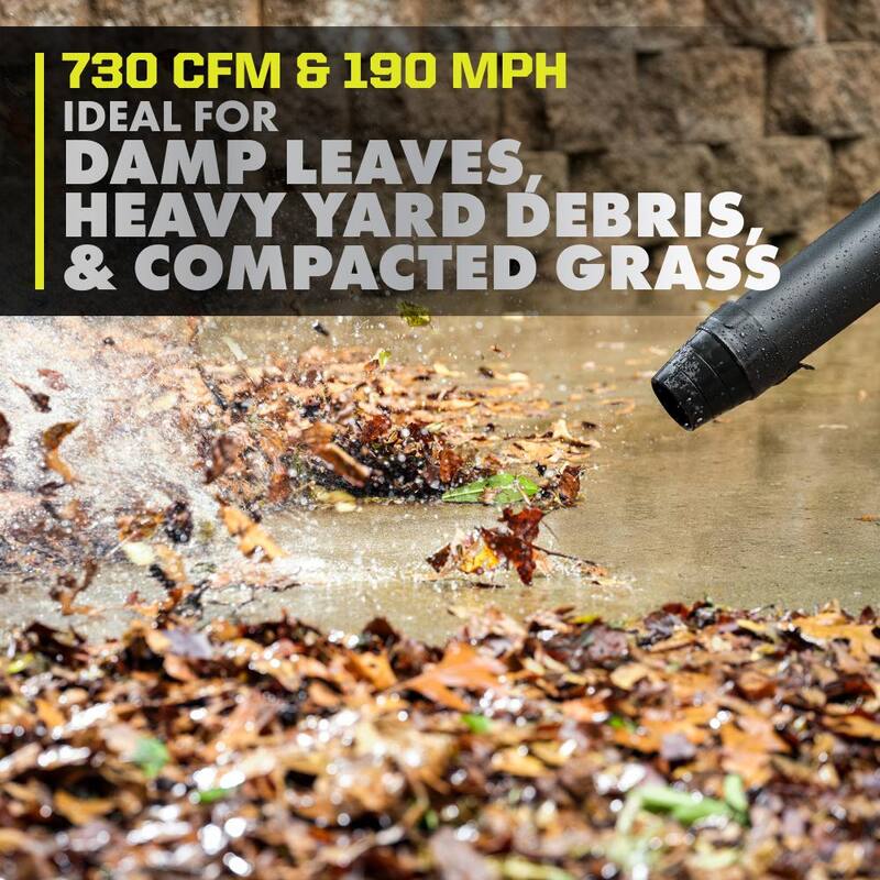 RYOBI 40V HP Brushless Whisper Series 190 MPH 730 CFM Cordless Battery Jet Fan Leaf Blower with (2) 4.0 Ah Batteries & Charger - RY404100