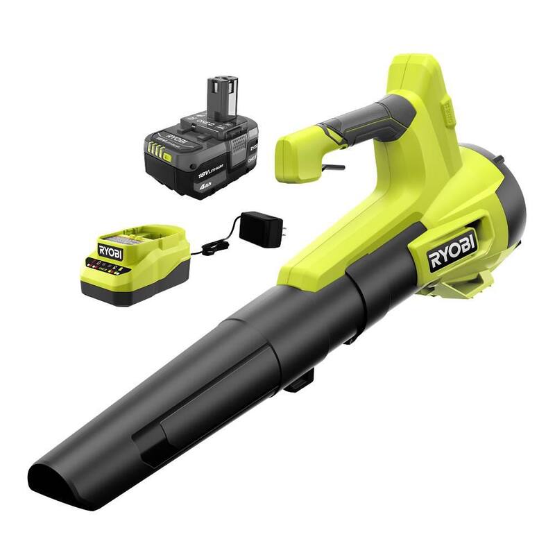 RYOBI ONE+ 18V 100 MPH 350 CFM Cordless Battery Variable Speed Jet Fan Leaf Blower with 4.0 Ah Battery and Charger - PCLLB01K