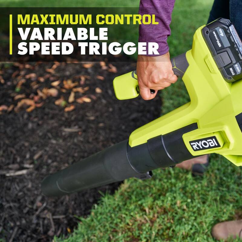 RYOBI ONE+ 18V 100 MPH 350 CFM Cordless Battery Variable Speed Jet Fan Leaf Blower with 4.0 Ah Battery and Charger - PCLLB01K