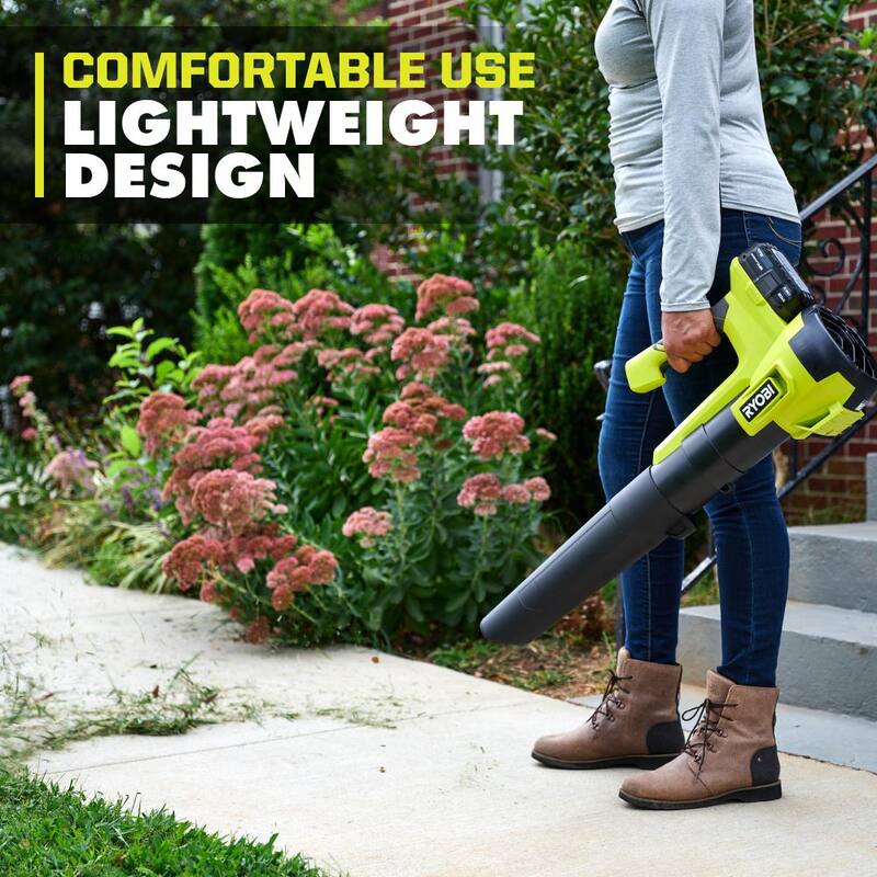RYOBI ONE+ 18V 100 MPH 350 CFM Cordless Battery Variable Speed Jet Fan Leaf Blower with 4.0 Ah Battery and Charger - PCLLB01K