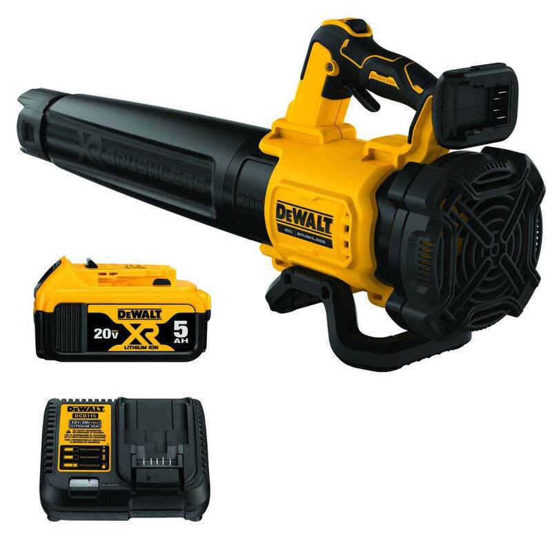 DEWALT 20V MAX 125 MPH 450 CFM Brushless Cordless Battery Powered Blower Kit with (1) 5 Ah Battery & Charger - DCBL722P1