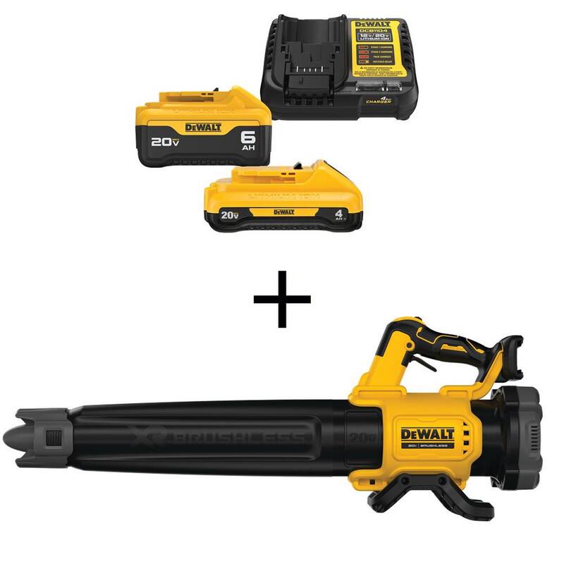 DEWALT 20V MAX 125 MPH 450 CFM Cordless Battery Powered Handheld Leaf Blower Kit with 6.0 Ah and 4.0 Ah Starter Kit - DCBL722BDCB246K