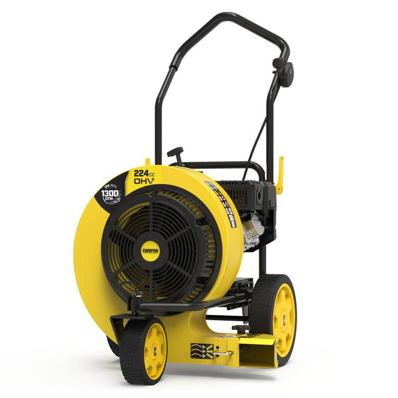 Champion Power Equipment 160 MPH 1300 CFM 224 cc Walk-Behind Gas Leaf Blower with Swivel Front Wheel and 90-Degree Flow Diverter - 200947