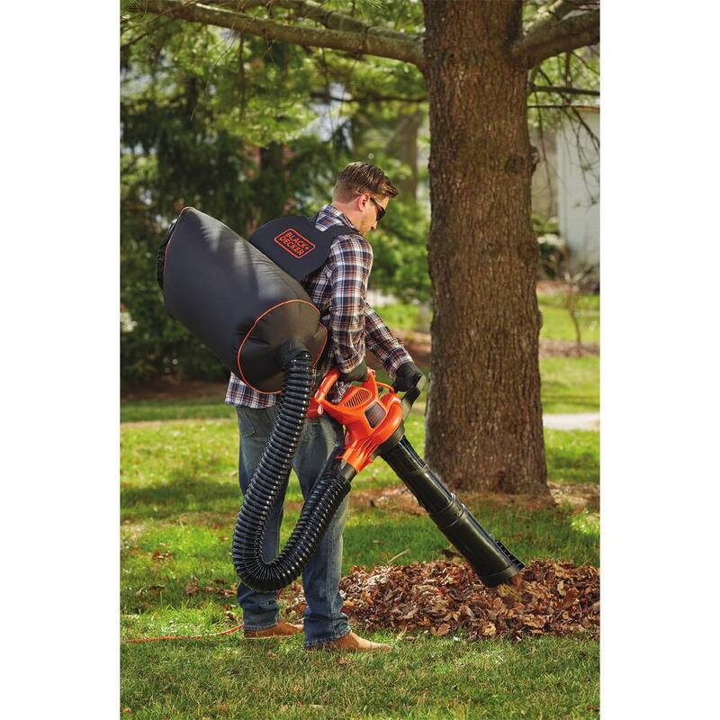 BLACK+DECKER 12 AMP 250 MPH 400 CFM Corded Electric 3-In-1 Backpack Leaf Blower, Vacuum & Mulcher - BEBL7000