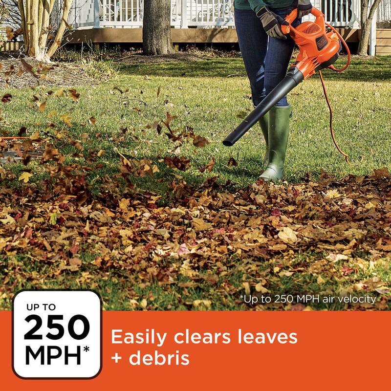 BLACK+DECKER 12 AMP 250 MPH 400 CFM Corded Electric 3-In-1 Backpack Leaf Blower, Vacuum & Mulcher - BEBL7000