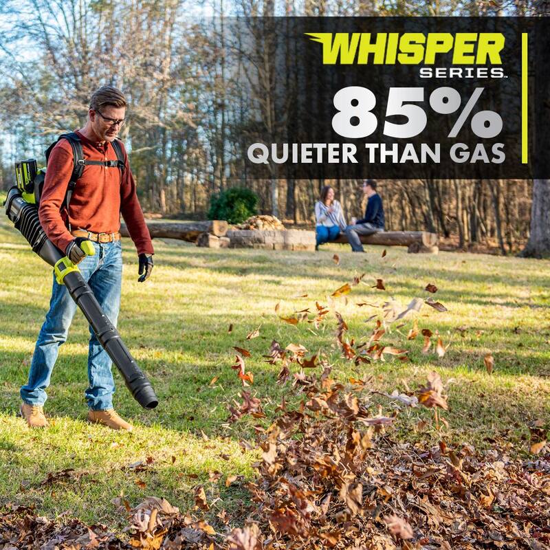 RYOBI 40V HP Brushless Whisper Series 165 MPH 730 CFM Cordless Battery Backpack Blower with (2) 6.0 Ah Batteries and Charger - RY404170