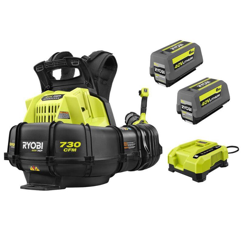 RYOBI 40V HP Brushless Whisper Series 165 MPH 730 CFM Cordless Battery Backpack Blower with (2) 6.0 Ah Batteries and Charger - RY404170