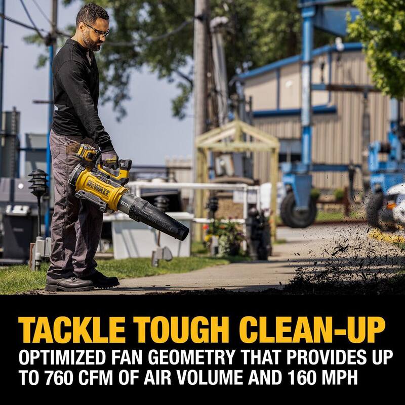 DEWALT FLEXVOLT 60V MAX 160 MPH 760 CFM Brushless Cordless Battery Powered Blower Kit w/ (1) FLEXVOLT 4 Ah Battery and Charger - DCBL777Y1