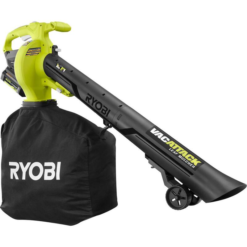 RYOBI 40V Vac Attack Cordless Leaf Vacuum/Mulcher and Lawn and Leaf Bag with 5.0 Ah Battery and Charger - RY40451-LB
