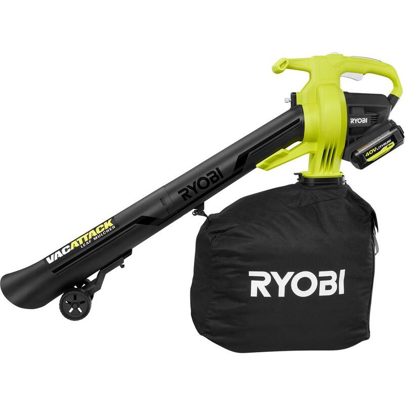 RYOBI 40V Vac Attack Cordless Leaf Vacuum/Mulcher and Lawn and Leaf Bag with 5.0 Ah Battery and Charger - RY40451-LB