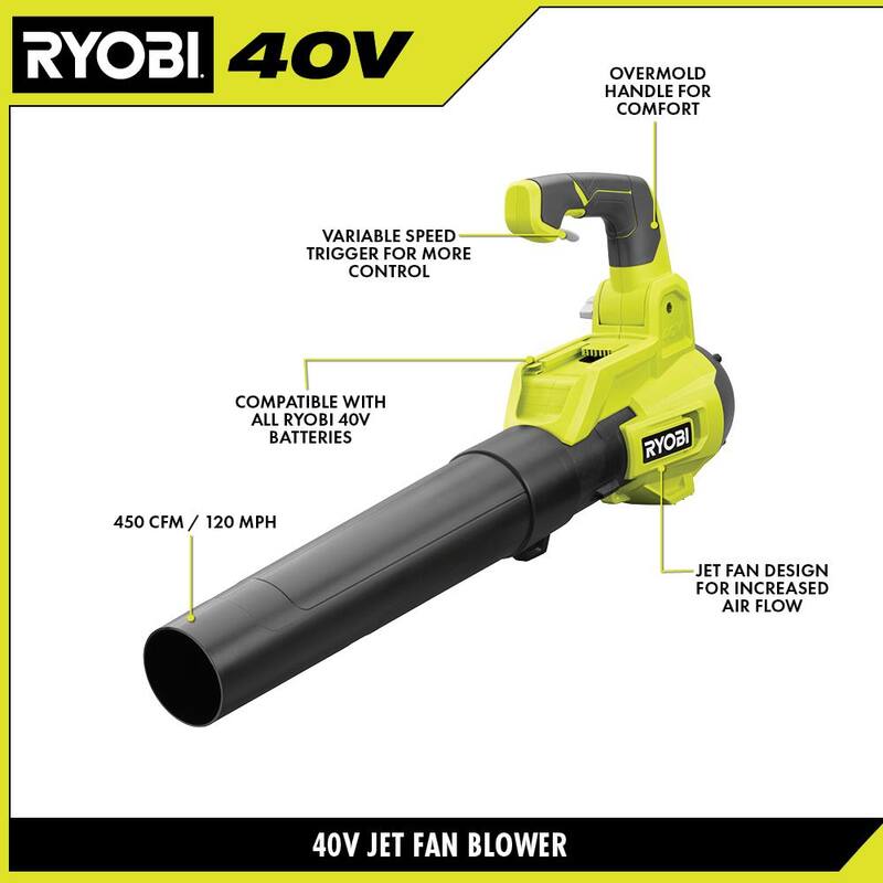 RYOBI 40V Cordless Battery 12 in. String Trimmer and 450 CFM 120 MPH Blower Combo Kit 2-Tools with 4.0 Ah Battery and Charger - RY40970VNM