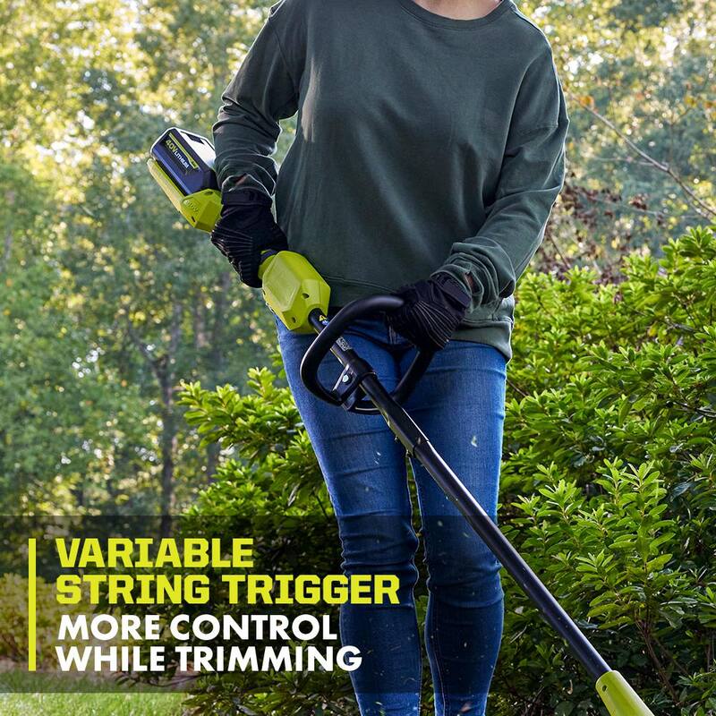 RYOBI 40V Cordless Battery 12 in. String Trimmer and 450 CFM 120 MPH Blower Combo Kit 2-Tools with 4.0 Ah Battery and Charger - RY40970VNM