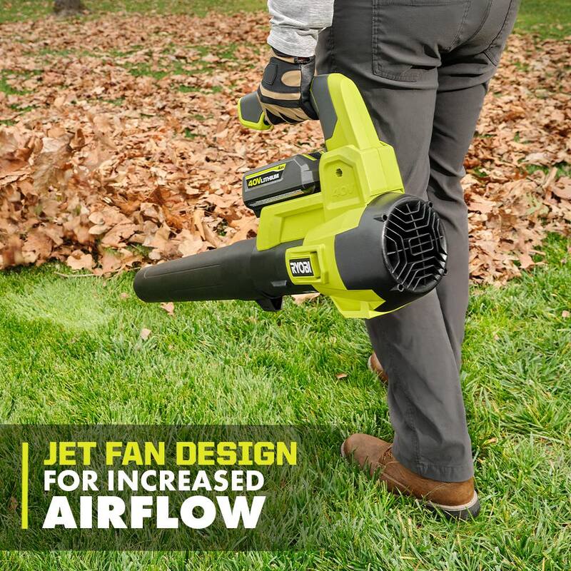 RYOBI 40V Cordless Battery 12 in. String Trimmer and 450 CFM 120 MPH Blower Combo Kit 2-Tools with 4.0 Ah Battery and Charger - RY40970VNM