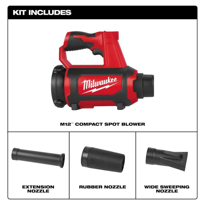 Milwaukee M12 12V Lithium-Ion Cordless Compact Spot Blower (Tool-Only) - 0852-20