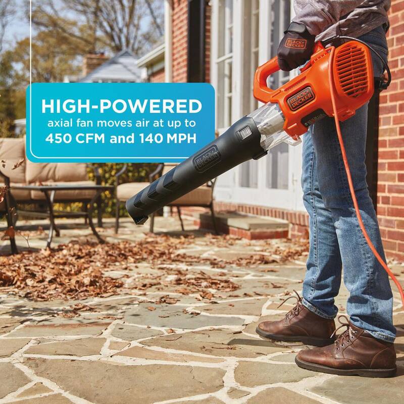 BLACK+DECKER 9 AMP 140 MPH 450 CFM Corded Electric Handheld Axial Leaf Blower - BEBL750