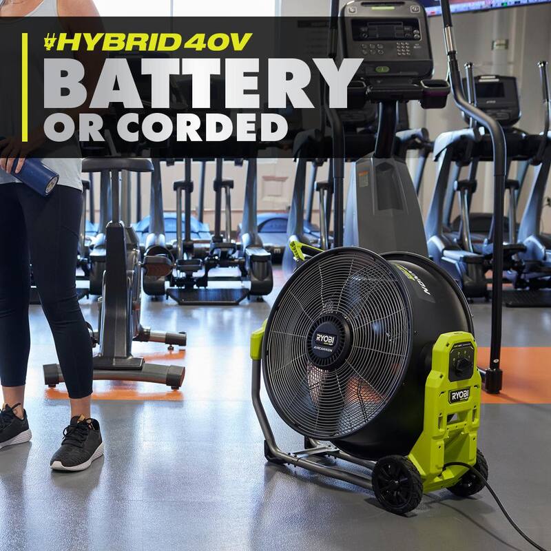 RYOBI 40V HP Brushless Cordless Hybrid WHISPER SERIES 20 in. Air Cannon Fan (Tool Only) - RY40HF01B
