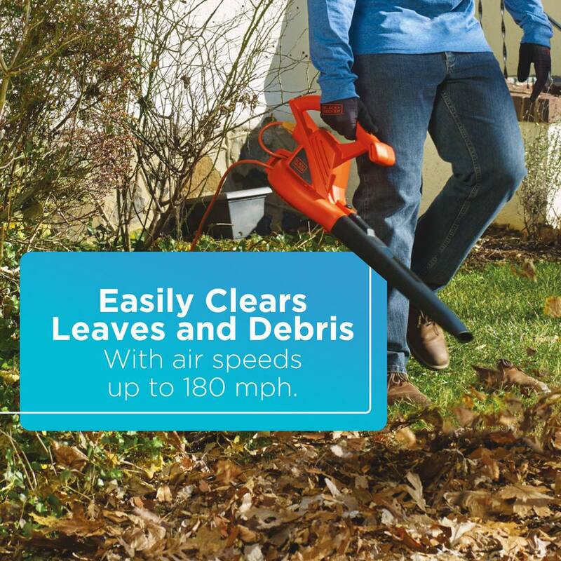 BLACK+DECKER 7 AMP 180 MPH 220 CFM Corded Electric Handheld Leaf Blower - LB700