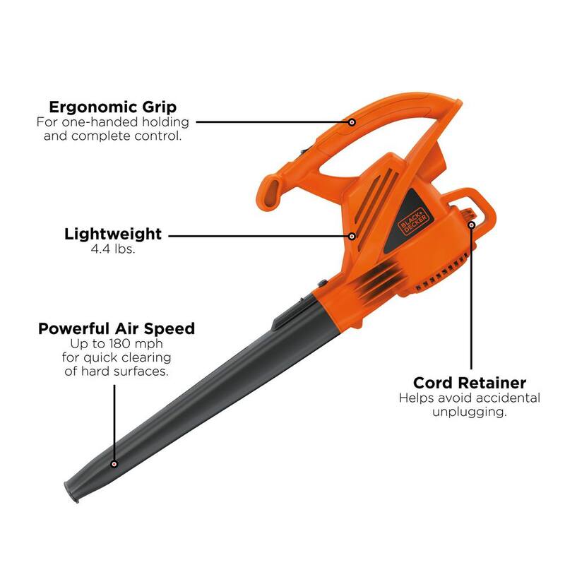 BLACK+DECKER 7 AMP 180 MPH 220 CFM Corded Electric Handheld Leaf Blower - LB700