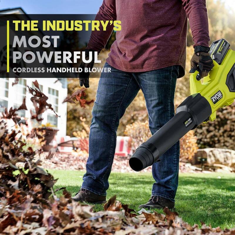 RYOBI 40V HP Brushless Whisper Series Cordless 730 CFM 190 MPH Blower and Vacuum/Mulcher with (2) 4.0 Ah Batteries and Charger - RY404100-RY40405BTL