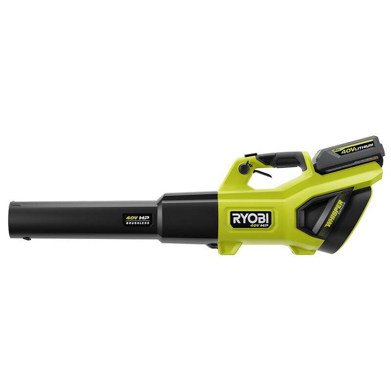 RYOBI 40V HP Brushless Whisper Series Cordless 730 CFM 190 MPH Blower and Vacuum/Mulcher with (2) 4.0 Ah Batteries and Charger - RY404100-RY40405BTL
