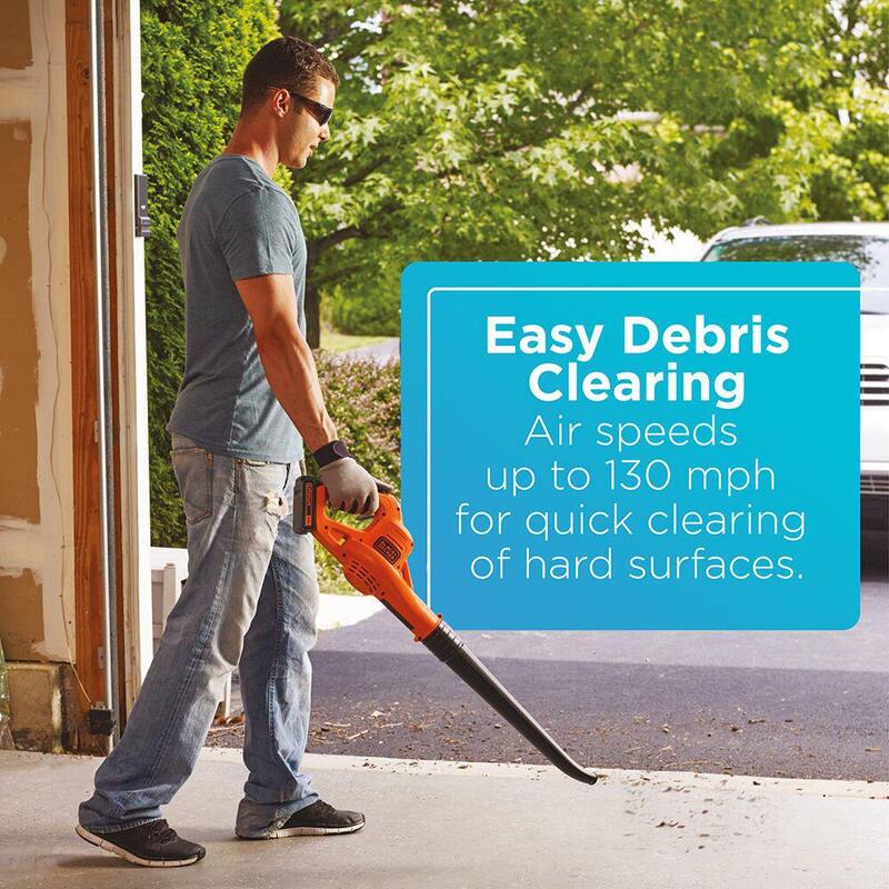 BLACK+DECKER 20V MAX 130 MPH 100 CFM Cordless Battery Powered Handheld Leaf Blower Kit with (1) 1.5Ah Battery & Charger - LSW221