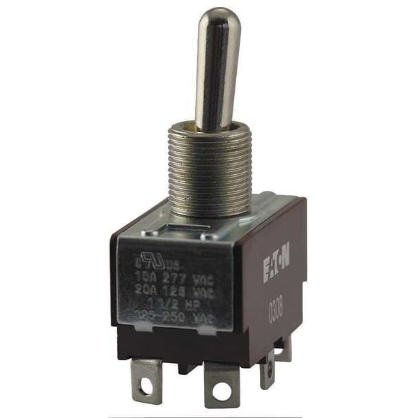 Interruptor de palanca Eaton, SPST, 2 conexiones, Encendido/Apagado, 3/4 hp, 10A @ 277V AC, 20A @ 125V AC - XTD1A1A2