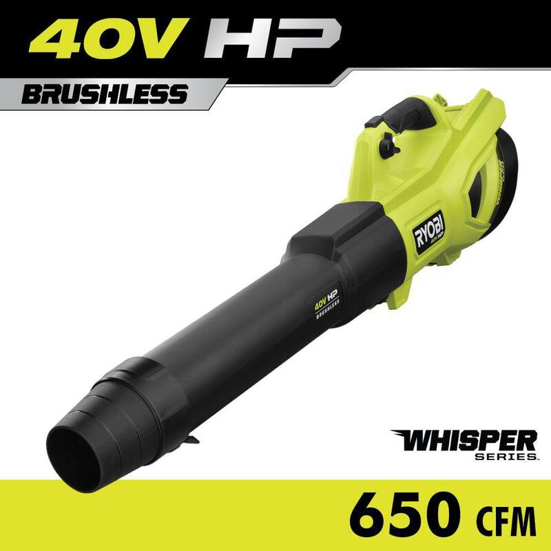 RYOBI 40V HP Brushless Whisper Series 160 MPH 650 CFM Cordless Battery Leaf Blower (Tool Only) - RY404014BTL