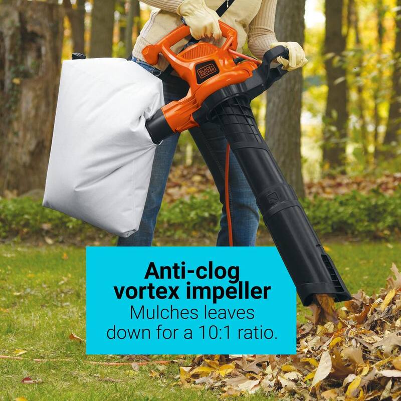 BLACK+DECKER 12 AMP 230 MPH 385 CFM Corded Electric 3-In-1 Handheld Leaf Blower, Vacuum & Mulcher with Tool Free Switchover - BV3600