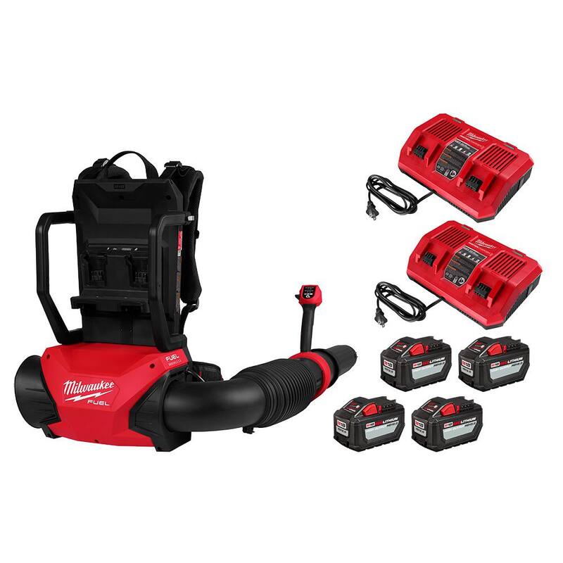 Milwaukee M18 FUEL 155 MPH 650 CFM 18V Brushless Cordless Dual Battery Backpack Blower Kit w/(4) 12.0 Ah Batteries, (2) Chargers - 3009-24HD