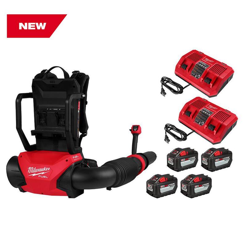 Milwaukee M18 FUEL 155 MPH 650 CFM 18V Brushless Cordless Dual Battery Backpack Blower Kit w/(4) 12.0 Ah Batteries, (2) Chargers - 3009-24HD