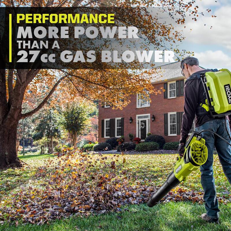 RYOBI 40V HP Brushless Whisper Series 190 MPH 730 CFM Blower and Backpack Battery w/ (2) 6.0 Ah Batteries & Charger - RY404180