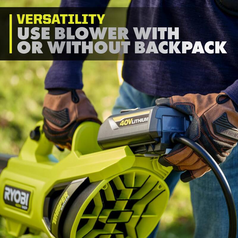 RYOBI 40V HP Brushless Whisper Series 190 MPH 730 CFM Blower and Backpack Battery w/ (2) 6.0 Ah Batteries & Charger - RY404180