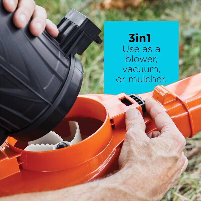 BLACK+DECKER 12 AMP 210 MPH 300 CFM Corded Electric 3-in-1 Handheld Leaf Blower, Vacuum & Mulcher - BV3100