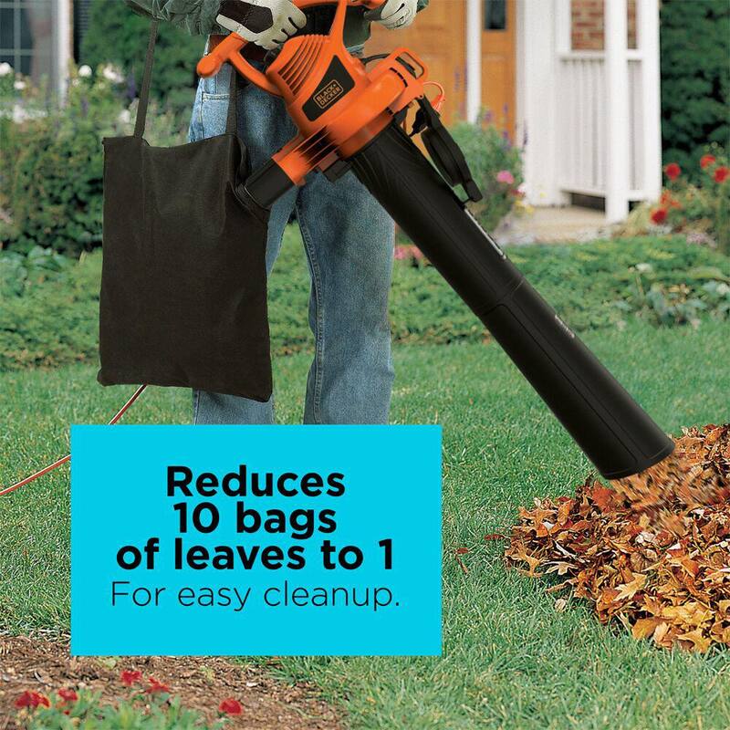 BLACK+DECKER 12 AMP 210 MPH 300 CFM Corded Electric 3-in-1 Handheld Leaf Blower, Vacuum & Mulcher - BV3100