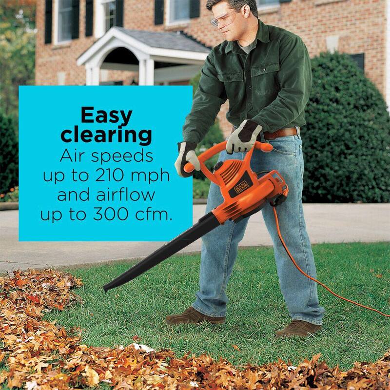 BLACK+DECKER 12 AMP 210 MPH 300 CFM Corded Electric 3-in-1 Handheld Leaf Blower, Vacuum & Mulcher - BV3100