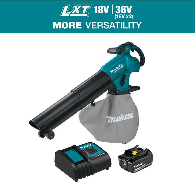 Makita 143 MPH 148 CFM 18V LXT Brushless Blower/Vacuum Mulcher Kit, 4.0Ah - XBU07SM1