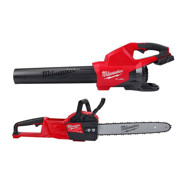 Milwaukee M18 FUEL Dual Battery 145 MPH 600 CFM 18V Lithium-Ion Brushless Cordless Handheld Blower with M18 FUEL 16 in. Chainsaw - 2824-20-2727-20