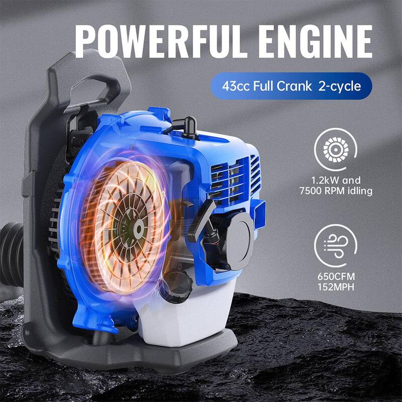 WILD BADGER POWER Super-Duty 190 MPH 550 CFM 43 cc Gas Full Crank 2-Cycle Back Pack Leaf Blower - WBBPBL43