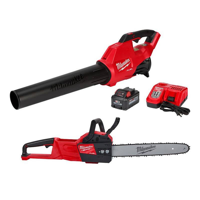 Milwaukee M18 FUEL 120 MPH 450 CFM 18V Lithium-Ion Brushless Cordless Handheld Blower Kit w/M18 FUEL 16 in. Chainsaw(2-Tool) - 2724-21HD-2727-20